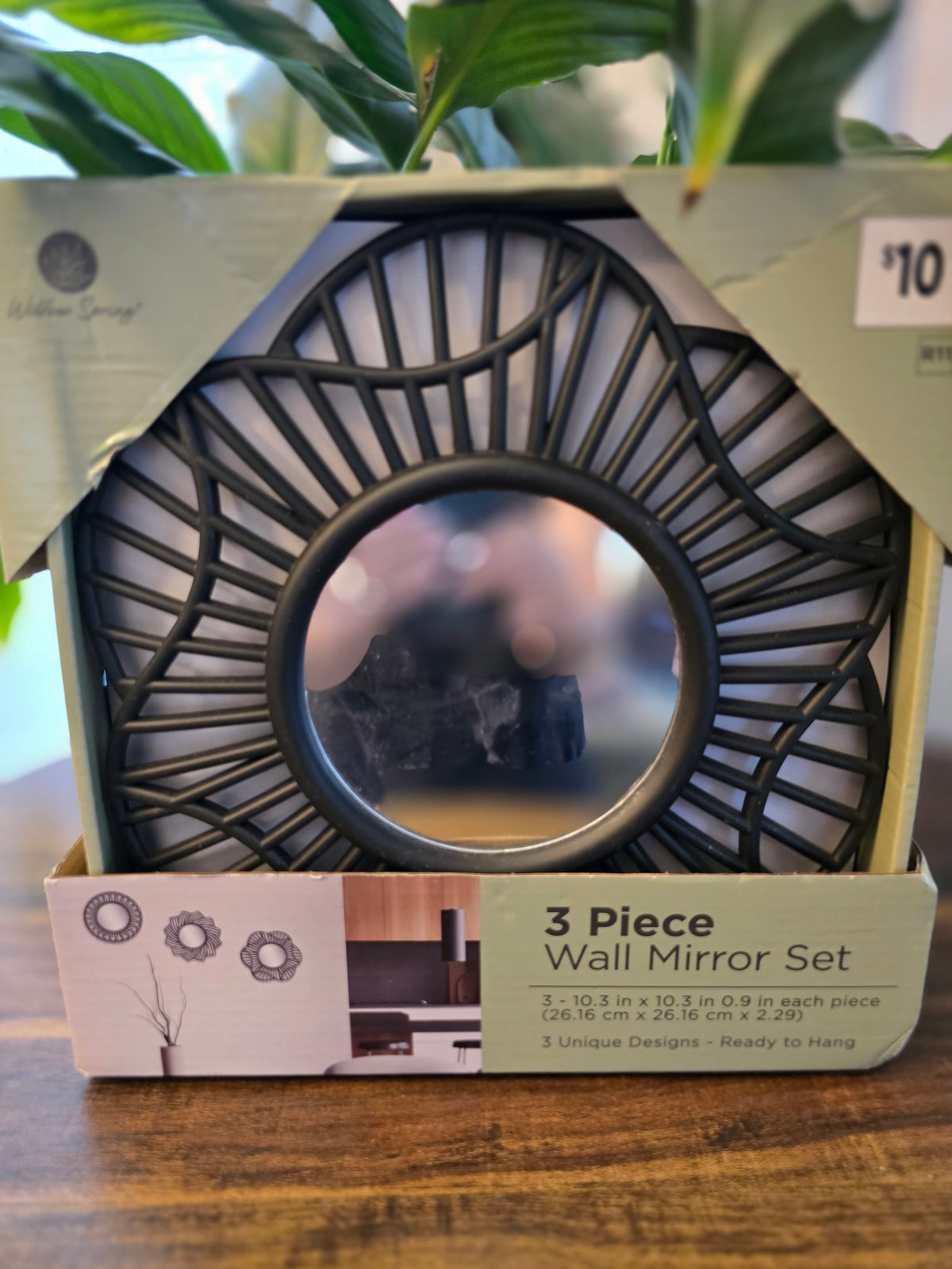 3 Piece Wall Mirrors Set - Black