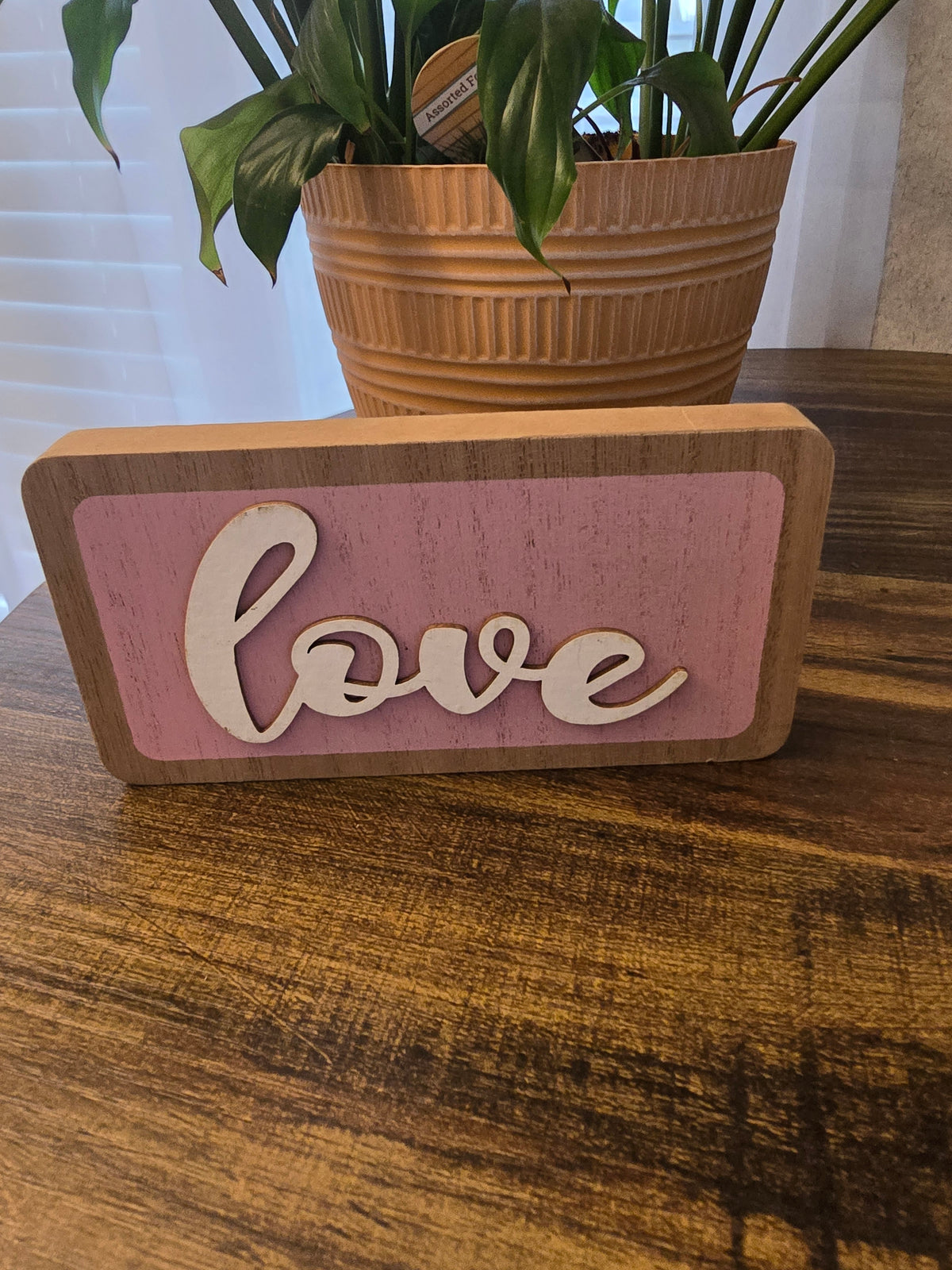 Table Top Home Decor Wooden Block - Love