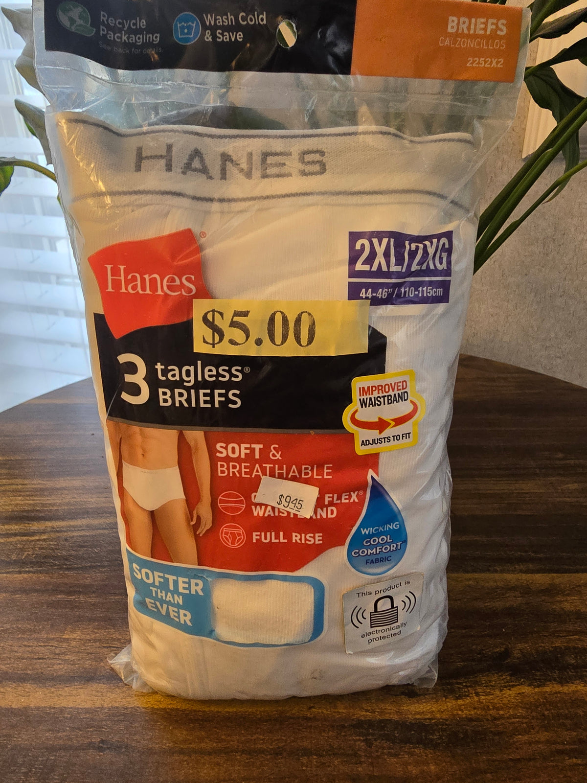 3 Pack Hanes Tagless Briefs 2XL