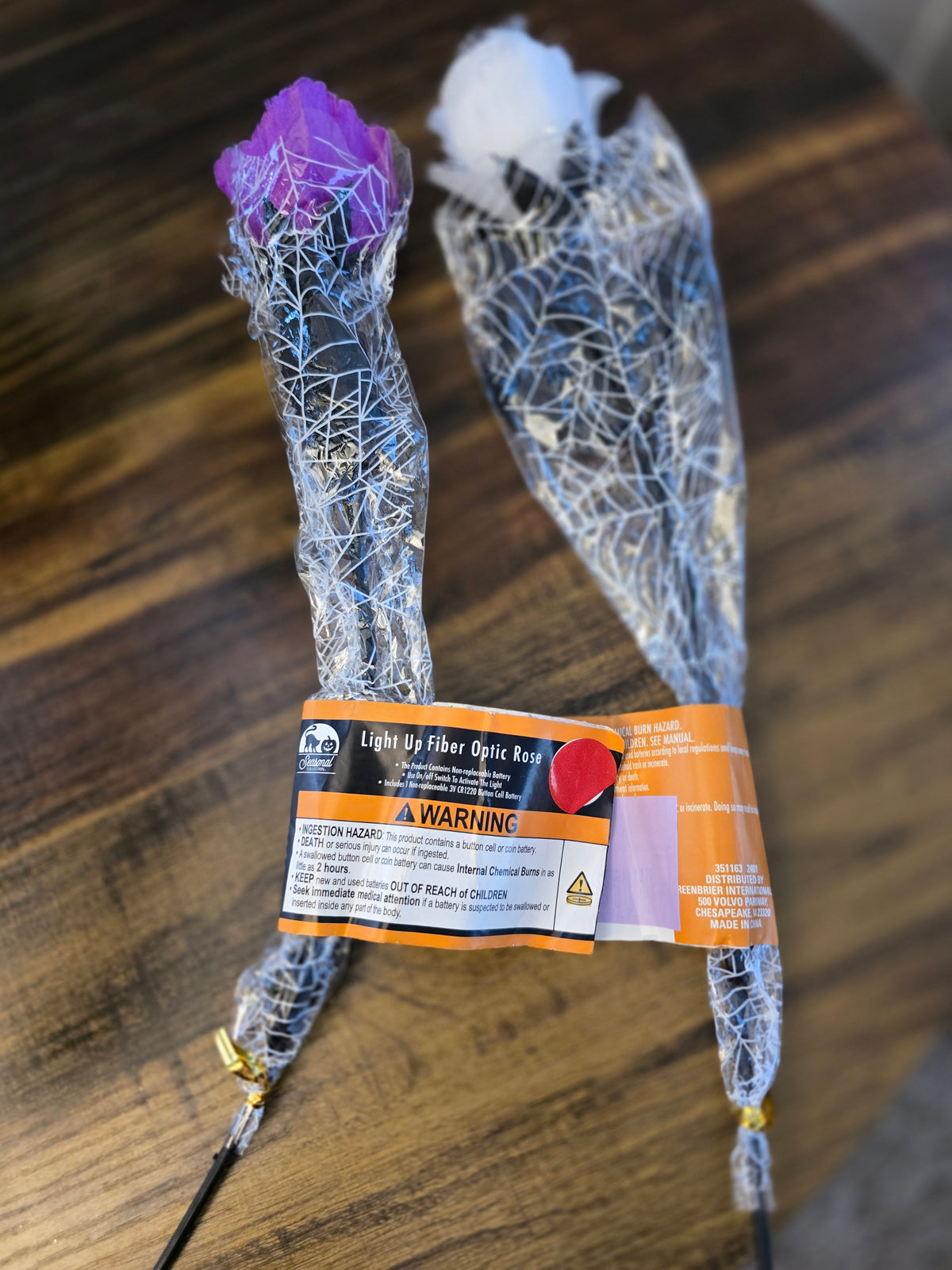 Decorative Halloween Light Up Roses - Purple & White